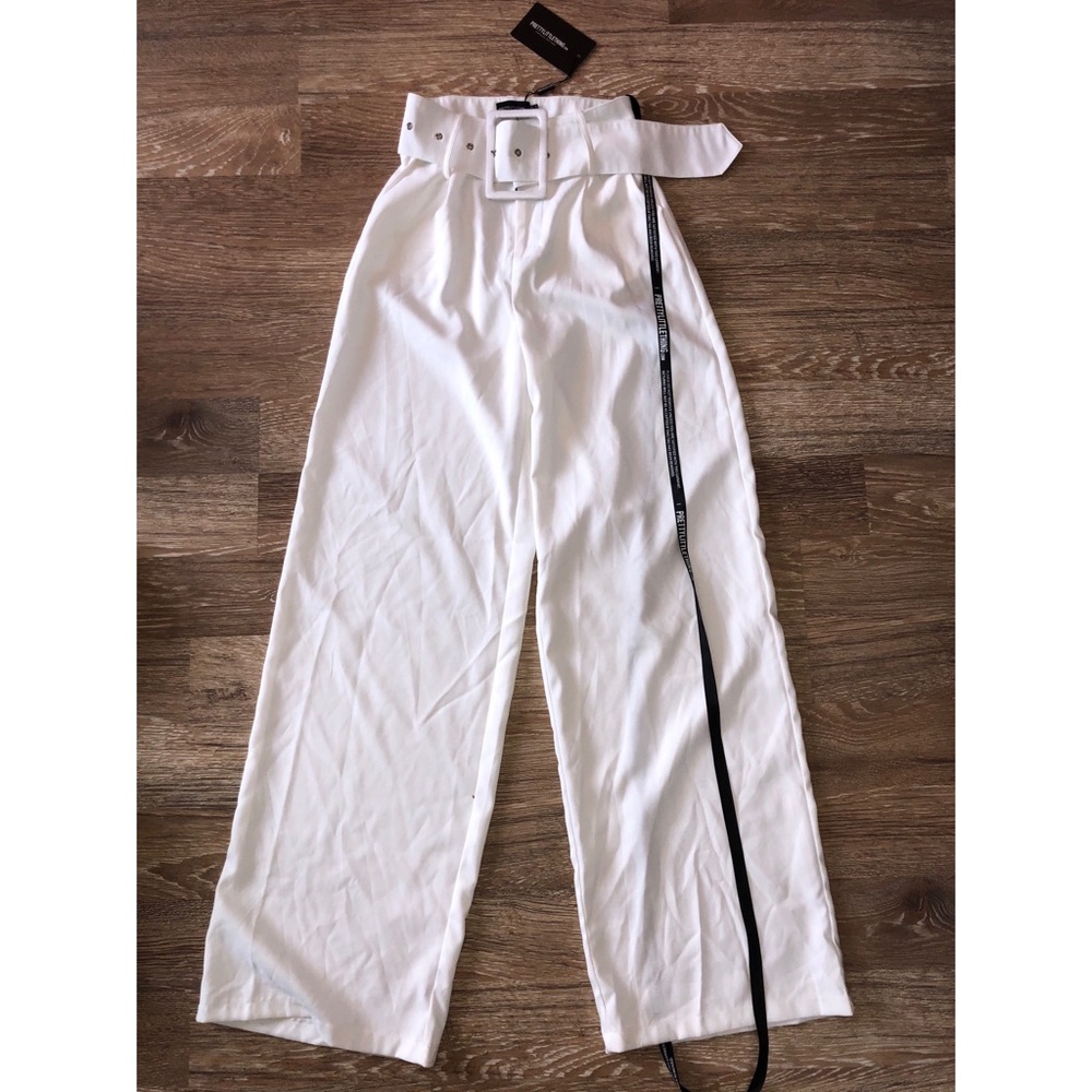 PrettyLittleThing cream wide leg pants